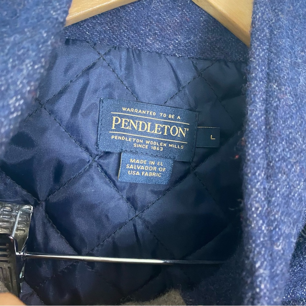 Pendleton‎ Camp Stripe Wool Navy Blue Parka Large - Picture 9 of 11